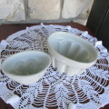 TWO UNMARKED PORCELAIN JELLY MOULDS