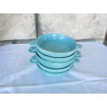 FIVE LINNWARE  BOWLS IN SEA BLUE  SOUTH AFRICAN POTTERY