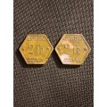 Belgian Congo 2 Francs 1943 - pair