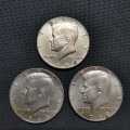 Silver Coins USA - Grouping of 3 Kennedy half dollars