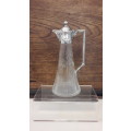 Art Nouveau small claret jug hand cut crystal with silver plate mounts circa 1900