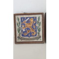 Rare Dutch Porcelyne Fles Delft commemorative wall tiles with heraldic motifs  circa 1940