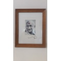 Wayne Barker highly rated contemporary SA artist Monoprint portrait of Gandhi 2017