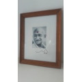 Wayne Barker highly rated contemporary SA artist Monoprint portrait of Gandhi 2017