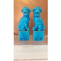 Chinese porcelain Foo dogs in turquoise glaze 20th Century