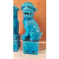Chinese porcelain Foo dogs in turquoise glaze 20th Century