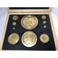 Vintage brass bullion weights in wooden box