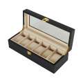 6 Slot Black Wood Watch Display Case Jewelry Storage Organizer