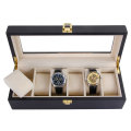 6 Slot Black Wood Watch Display Case Jewelry Storage Organizer