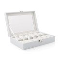 12 Slot White PU Leather Watch Display Case Jewelry Storage Organizer