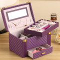 Three-Layer PU Jewelry Box with Lock & Mirror Unboxed