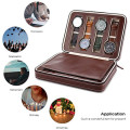 8 Slots Zippered Watch Box Travel Watch Storage Case Portable Organizer - Brown