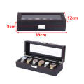 Fashion Carbon Fiber PU Leather Watch Display Box - 6 Slot Unboxed