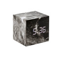 Mini Cube LED Digital Marble Pattern Alarm Clock - Black Unboxed