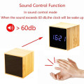 Mini Square Digital LED Wooden Alarm Clock - Blue Unboxed
