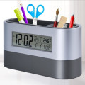 Office Desktop Storage Pen Holder With Digital Alarm Clock Timer Unboxed