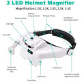 USB Headband Magnifier 3 LED Lights Reading Repair Magnifying Glass Unboxed