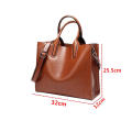 Large Women`s PU Leather Handbag - Brown