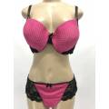 size 42D big bra and panty set pink