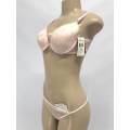 Size 34B pink embroidered bra & panty set