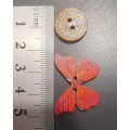 Wooden Buttons - Butterfly & Flower print