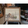 W. Jones Harbour Oil on Canvas Original Art