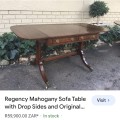 Antigue Regency Mahogany Coffee Table with Drop Sides and Original Brass Cap
