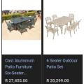6 Seater Aluminum Patio Table and Chairs Set