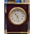 Vintage Gold and Woodgrain Staiger Tabletop Clock