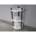 Antique 3-Tier Side Table in Carrara Marble and Wood