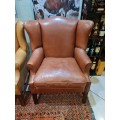 Leather Upholstered Wingback Chairs