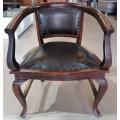 Indonesian Teak Wood and Leather Chair
