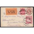 1925 Union Airmail Postcard (Surcharged ½d on 1d CoGH PK) - 1925 1d Airmail Issue & King's Head 1d