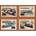 1985 Zimbabwe Trains Post Cards - No Stamp, No Cancel, Cancel and Stamp