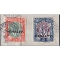 1922 Union KGV Revenues on Piece Including SCARCE `PENALTY` Overprints