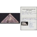 1864 CoGH 6d Triangle CC.16 with 3 Margins, Genuine + Faults as on Certificate *** CV  R22,000 ***