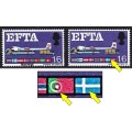 1967 GB 1/6 EFTA UMM(**) Variety - Yellow Colour on Flags Omitted
