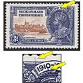 1935 Bechuanaland 3d Silver Jubilee MM(*) VAR - Prominent Blue Slashes in Date