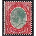 Certified 1913 Union £1 King`s Head SG.17 with Scarce Parcel Post Cancellation