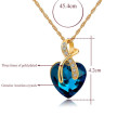 Crystal Heart Necklace Earrings Jewellery Set Purple