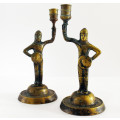 Beautiful pair of brass candle holders