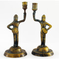Beautiful pair of brass candle holders