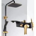Brand New Complete All In One Gold & Chrome Fixed Shower Kit with Handheld Shower Head