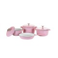 7pc Cast Iron Cookware Set - Pink