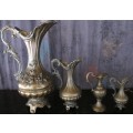 4 x Vintage Italian Silver Plated  and Brass Pitcher Vases