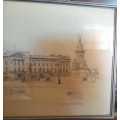 Pencil Sketch of Buckingham Palace. Unknown artist.