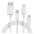 Treqa CA-820 Data & Charging Cable 3 in 1 Lightning Pin, V8 And Type C 2A -3-in-1 USB charging cable