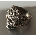Stainless Steel Scull Ring. Size S.