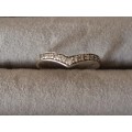 Sterling Silver half Eternity Wishbone Ring with CZ.  1.07g SIZE M.