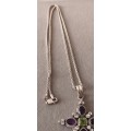 Sterling Silver Necklace with Amethyst, Peridot & CZ Large Cross Pendant. 16.05g